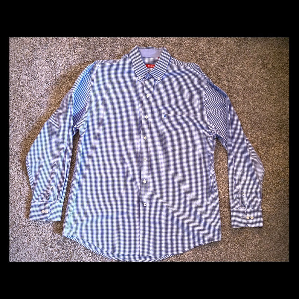 IZod LS plaid button down shirt Sz...Large.